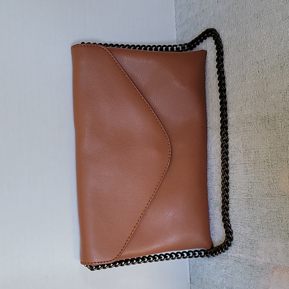 J.Crew tan leather envelope clutch